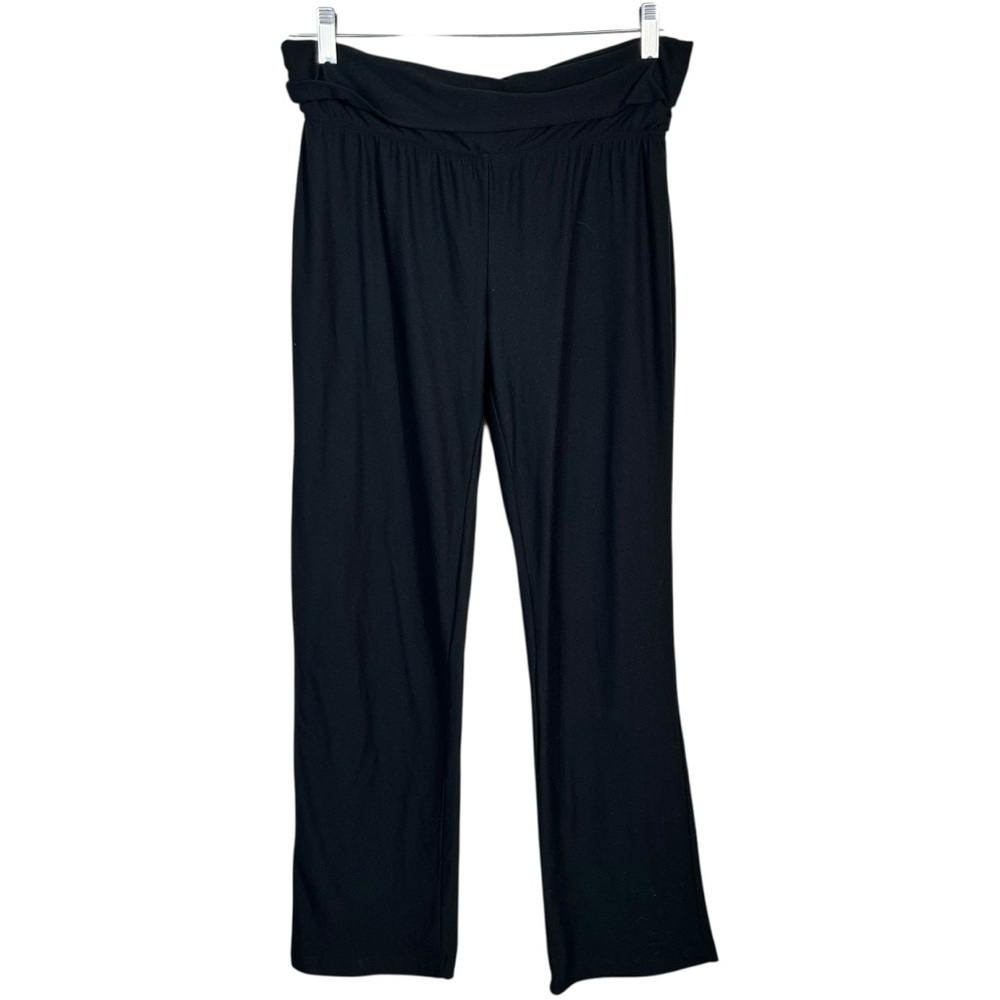 Bobbie Brooks Ladies Black Straight Leg Foldover Waist Yoga Pants Y2K McBling - Picture 1 of 4